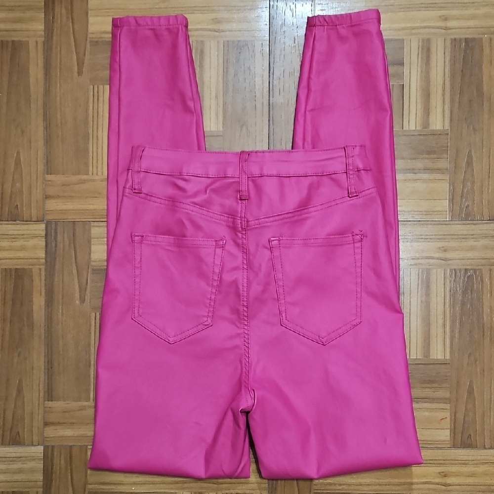 HOT KISS leather-like high-rise super skinny pants